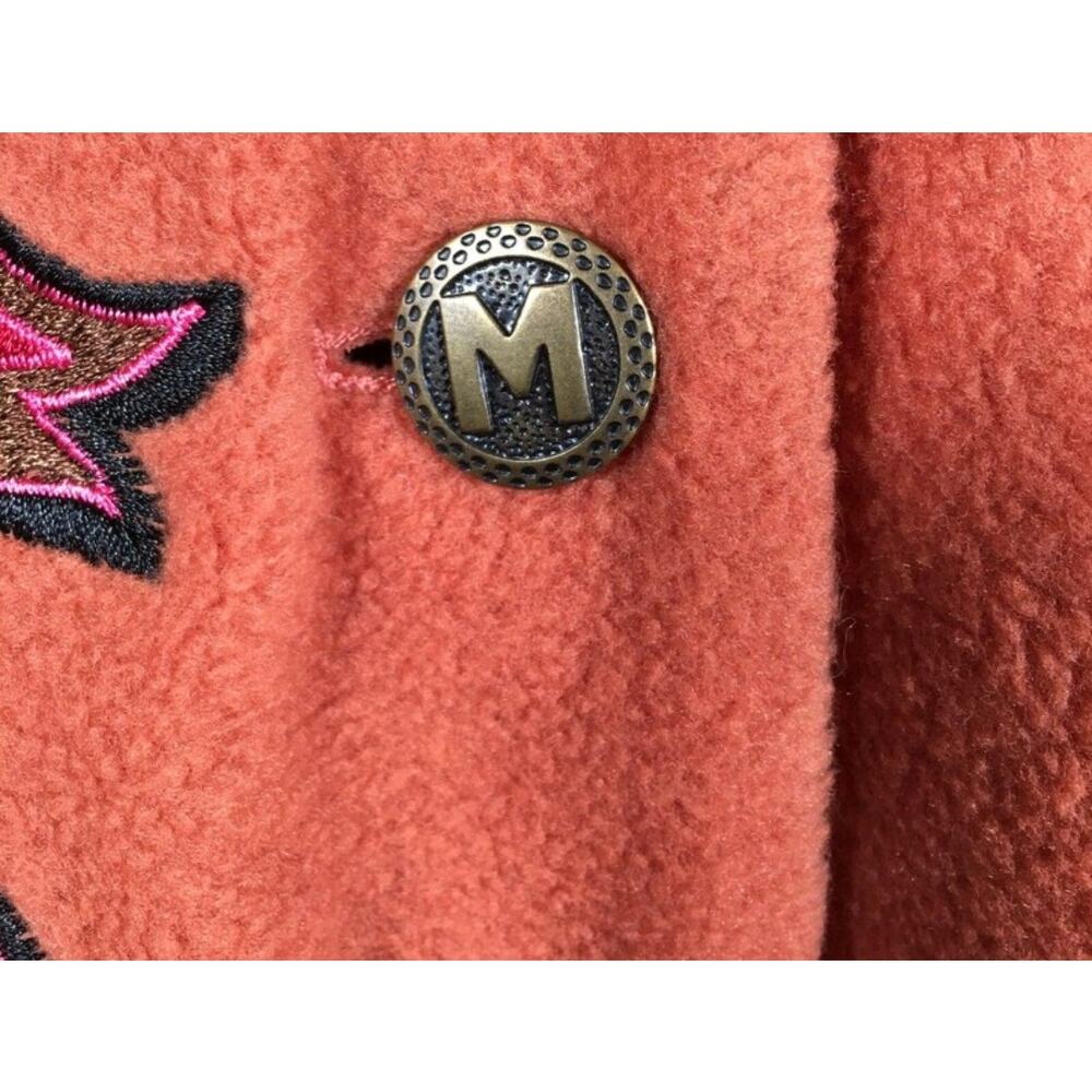 Bob Mackie Wearable Art Embroidered Fleece Jacket Orange Large - Picture 8 of 8